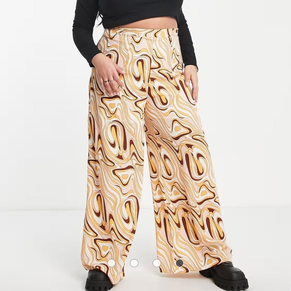 Glamorous wide leg high waisted pants in marble print Y2K Fashion 2000core